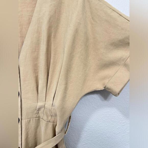 Zara Khaki Utility Short Sleeve Shirtdress Button Up Short Mini Dress Size Small - Picture 6 of 9